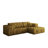 ECKSOFA L-Form Gesteppt LUX Stoff Whisper Rechts Golden - Goldfarben, Holz/Kunststoff (266/165cm) - Kaiser Möbel