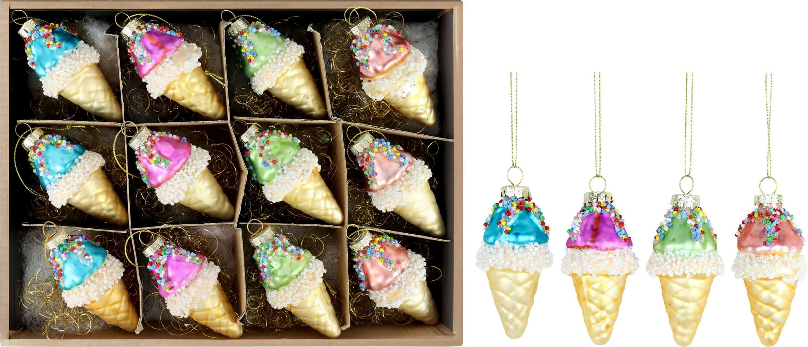 GLASSCHMUCK Sundae 12-tlg. - Multicolor, Glas (5/9/5cm) - FURNARO