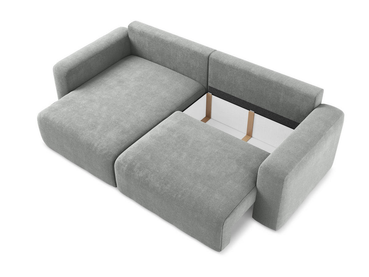 ECKSOFA mit Schlaffunktion links Chenille Stoff Grau - Blau/Schwarz, Kunststoff/Textil (149/244cm) - Makamii