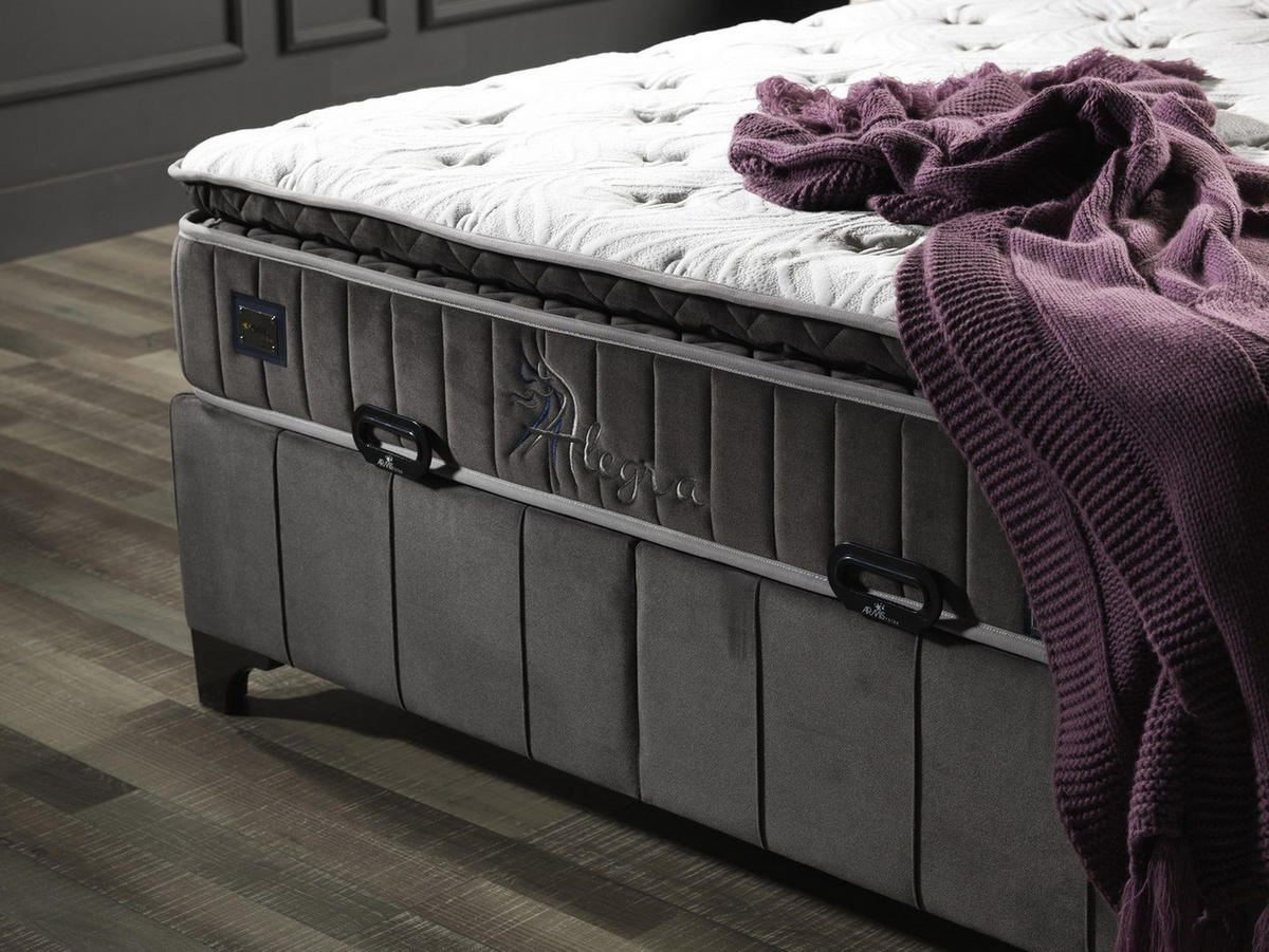 POLSTERBETTSET Alegra 180x200 Grau - Grau, Textil/Metall (180/200cm) - Villa Möbel