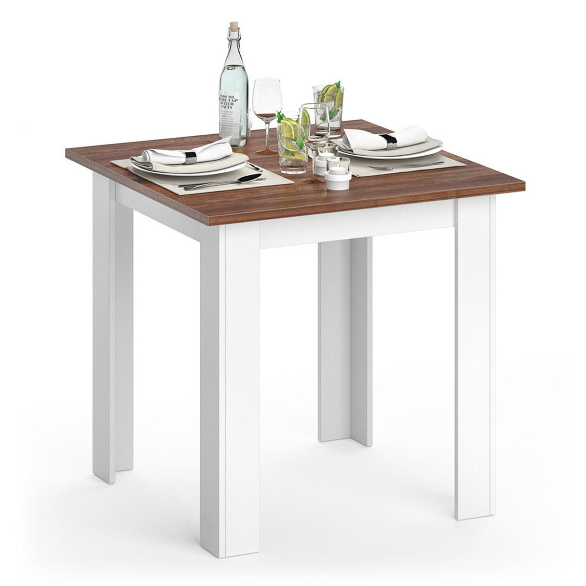ESSTISCH Karlos Nussbaum 80 x 80 cm - Walnussfarben, Holzwerkstoff (80/80/76.6cm) - Vicco