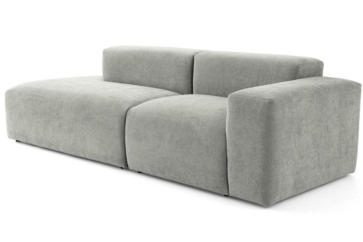 3-SITZER modulares Sofa HEAVEN SET 1 Links, Breite 255 cm Webstoff Grau - Schwarz/Grau, Holz/Kunststoff (255/71/102cm) - Muffo
