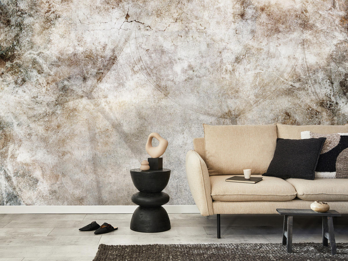 FOTOTAPETE für Schlafzimmer Abstraktion Löwenzahnsamen Beton Retro Beige 450x315 - Beige/Braun, Papier (450/315cm) - Muralo