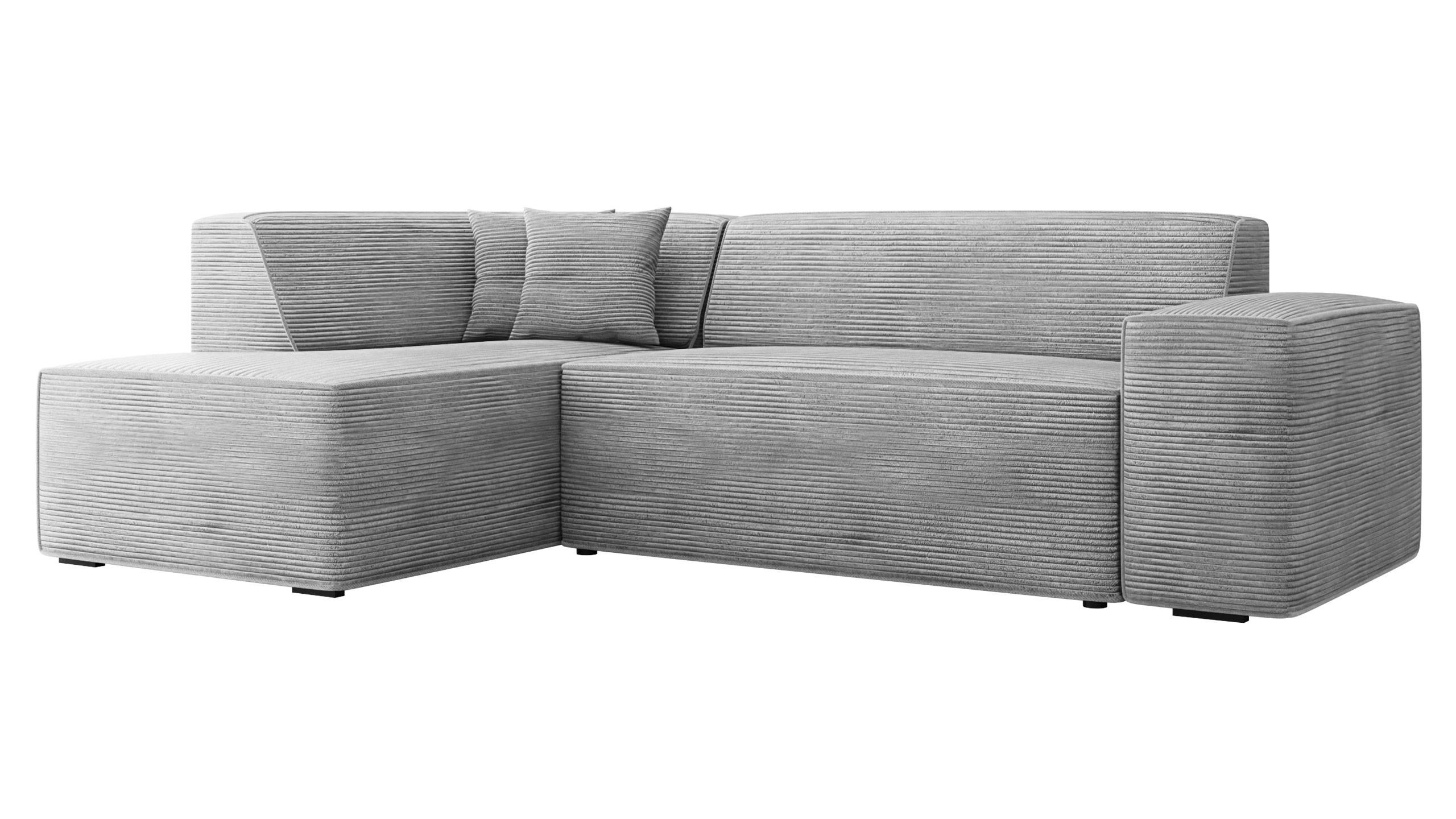 ECKSOFA Lordin Cord, Seite: Links - Schwarz/Grau, Holz/Textil (267/205cm) - MIRJAN24