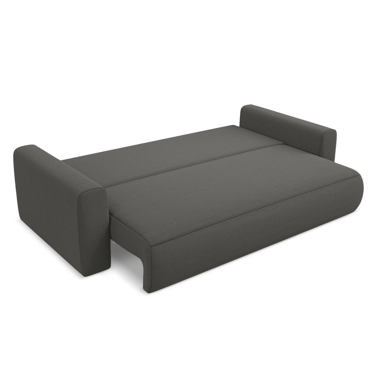 3-SITZER SOFA mit Schlaffunktion Samt Stoff Grau - Dunkelgrau/Schwarz, Kunststoff/Textil (238/82/105cm) - LaMiaSofa