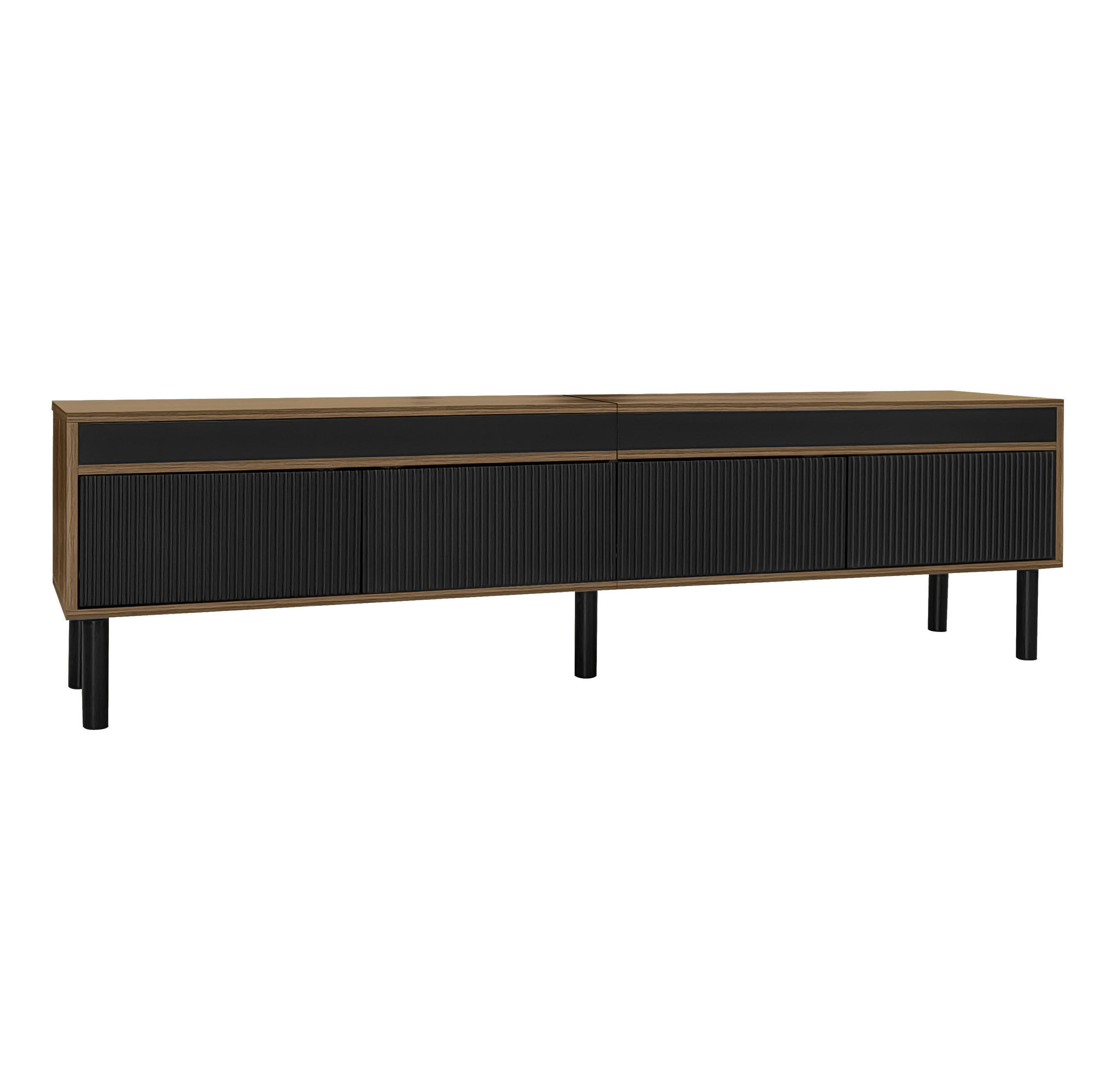 TV-SCHRANK 170/38/47 cm Schwarz/Naturholz mit 4 Türen Push-to-Open - Schwarz, Holz/Holzwerkstoff (170/47/38cm) - Oxeza