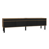 TV-SCHRANK 170/38/47 cm Schwarz/Naturholz mit 4 Türen Push-to-Open - Schwarz, Holz/Holzwerkstoff (170/47/38cm) - Oxeza