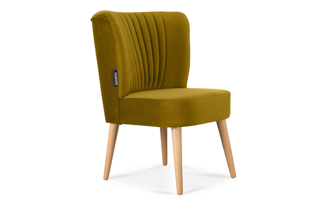 COCKTAILSESSEL DUCO auf hohen Beinen, Gelb/Buche - Gelb/Buchefarben, Holz/Textil (63/89/65cm) - KONSIMO®