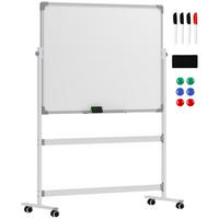 MAGNETISCHES Whiteboard 120 x 90 cm Doppelseitiges Magnettafel mit Ständer - Weiß, Metall (127/165/50cm) - HOMCOM