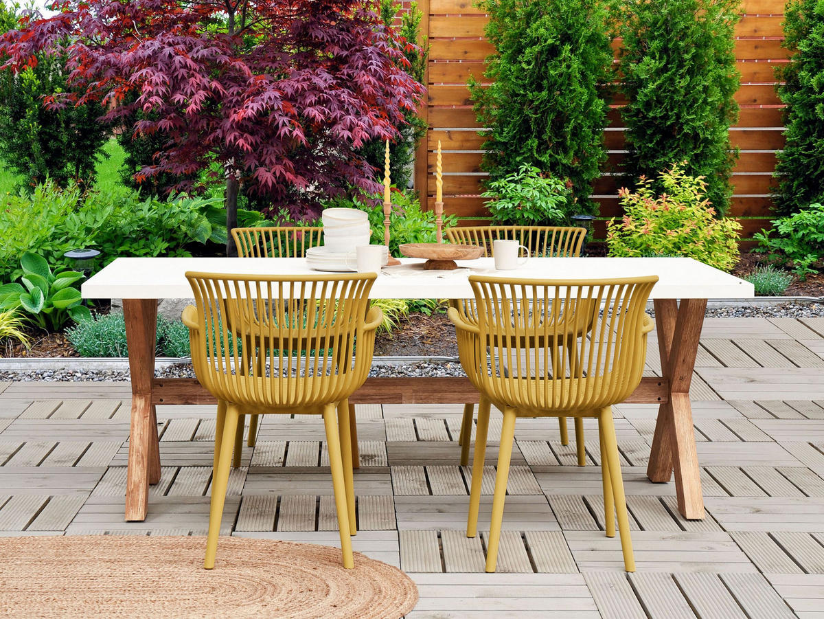 GARTENSTUHL 4er-Set Kunststoff gelb Pesaro - Gelb, Kunststoff (58/84/45cm) - Beliani