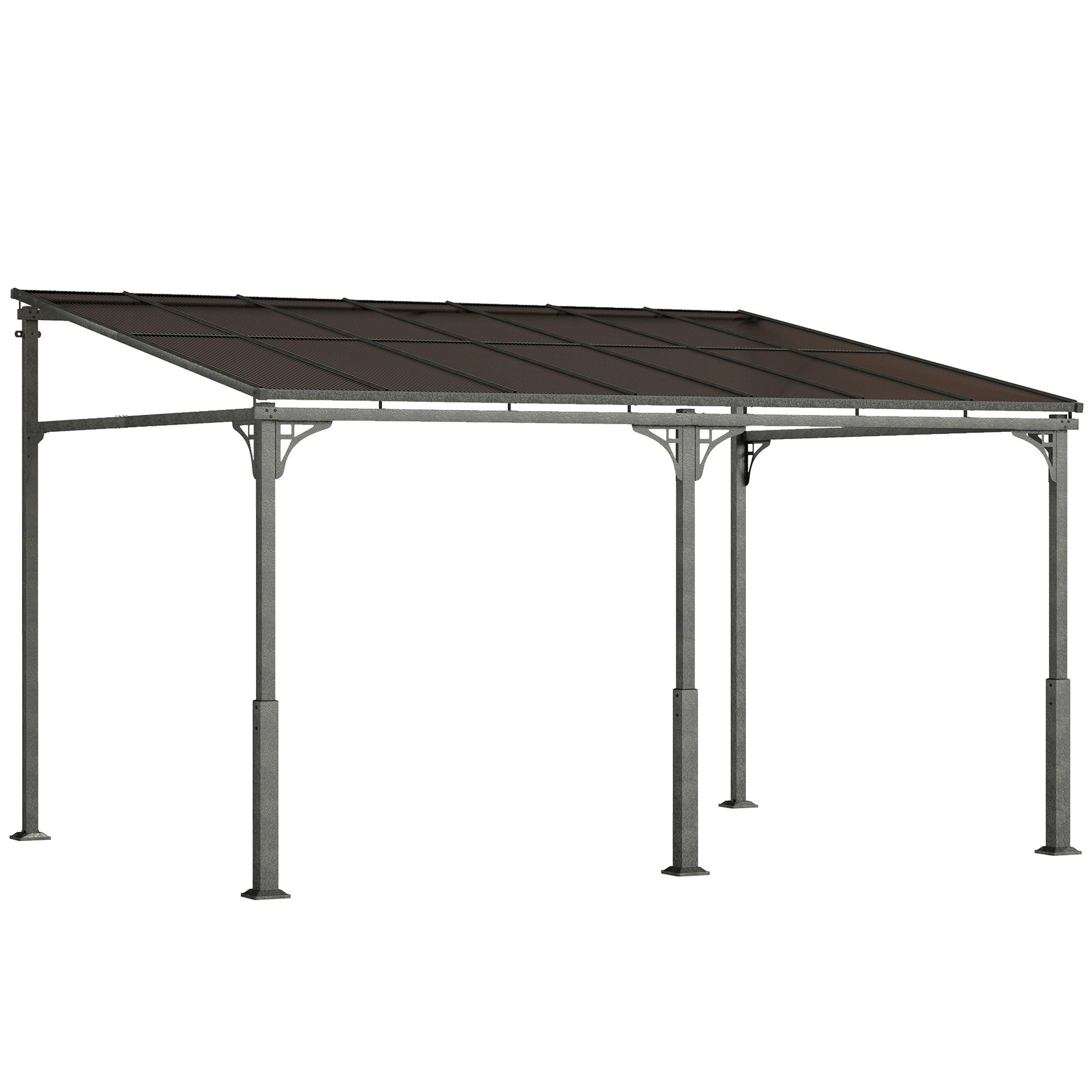 ANBAUPAVILLON Metall Polycarbonat Braun - Braun, Metall (300/260/400cm) - Outsunny