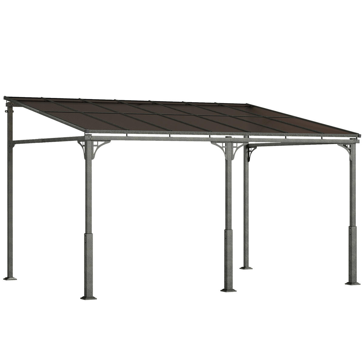 ANBAUPAVILLON Metall Polycarbonat Braun - Braun, Metall (300/260/400cm) - Outsunny
