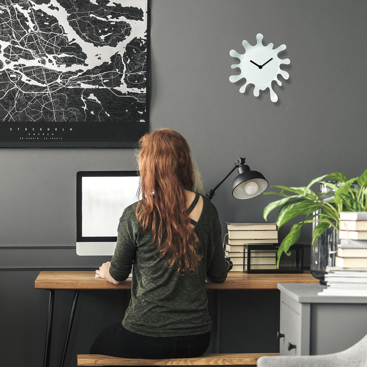 WANDUHR - Weiß, Kunststoff (22.5/25/6cm) - Relaxdays