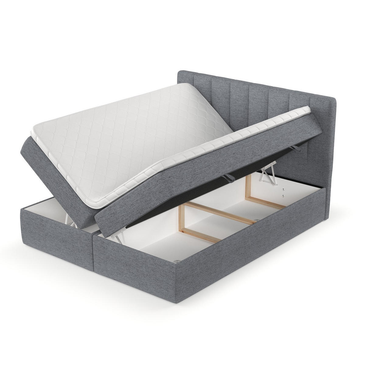 BOXBETT Bari 140/200 cm Grau im Neve Stoff - Grau, Holz/Holzwerkstoff (140/200cm) - AltaBeds