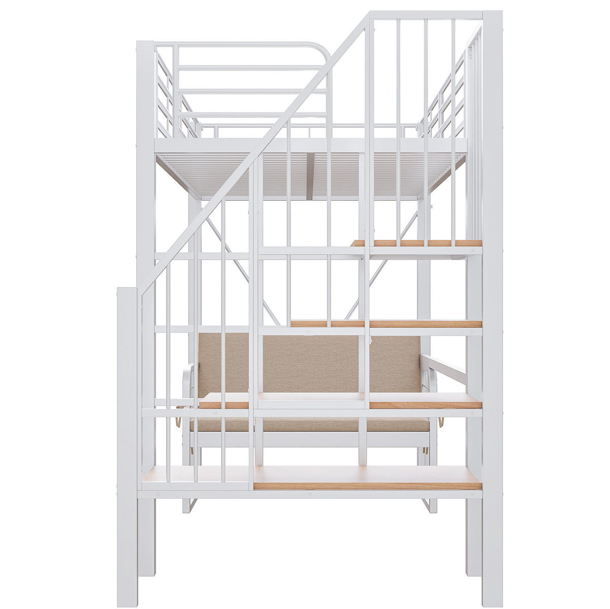 HOCHBETT 90/200 cm aus Metall mit Stauraumleiter, Weiß - Weiß, Metall (90/200cm) - OKMYHOME