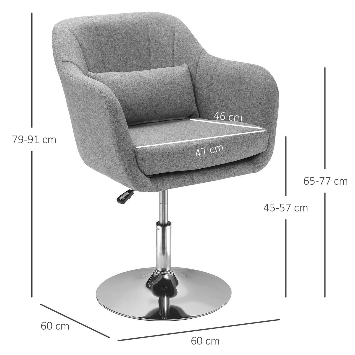 DREHSTUHL Polyester mit Höhenverstellung, 360° Drehfunktion 60/60/79-91 cm Grau - Grau, Textil (60/91/60cm) - Redom