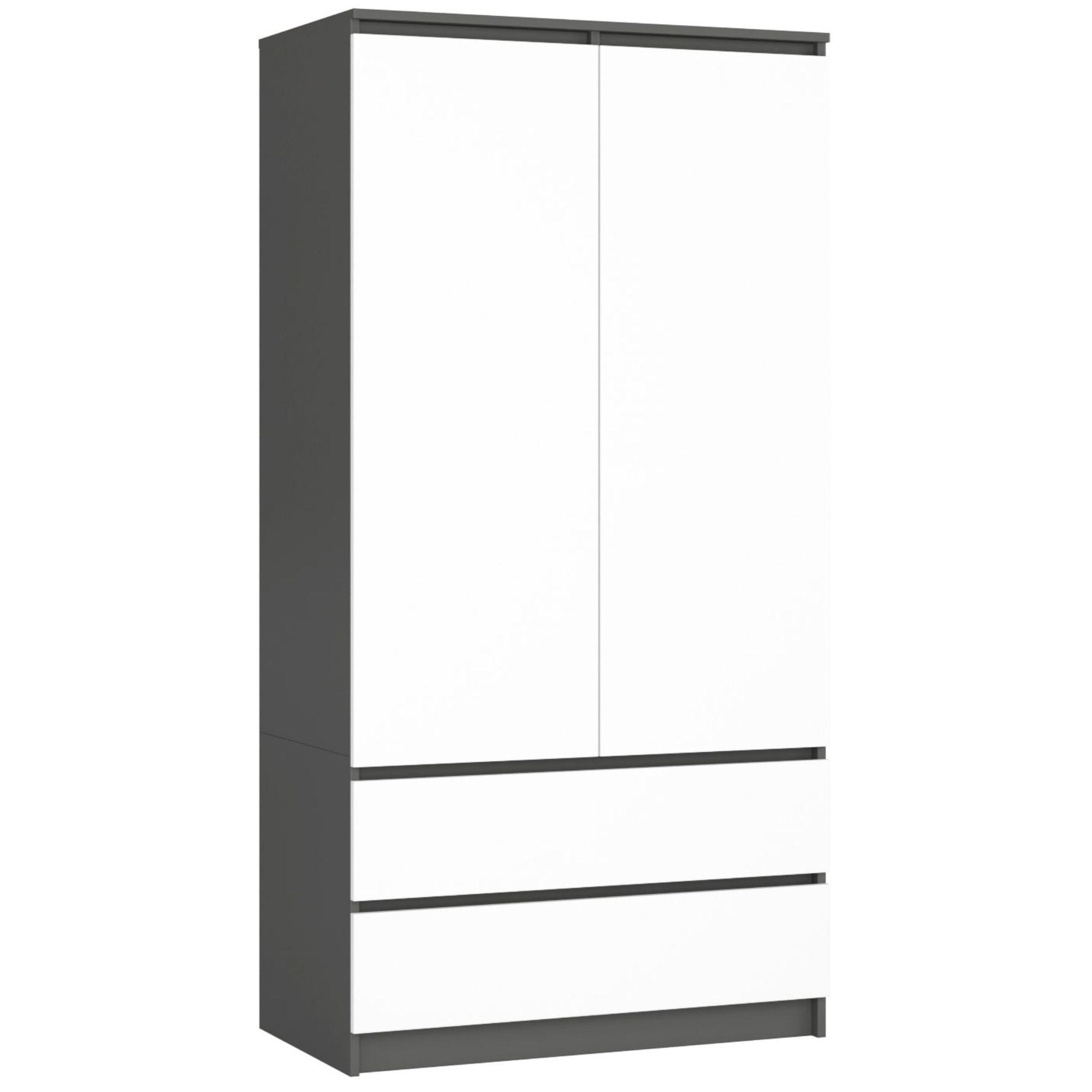 KLEIDERSCHRANK Graphit Grau, Weiß 180/90/51 - Weiß, Holzwerkstoff (90/180/51cm) - RAUMHIRSCH FURNITURE