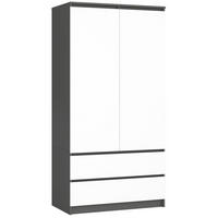 KLEIDERSCHRANK Graphit Grau, Weiß 180/90/51 - Weiß, Holzwerkstoff (90/180/51cm) - RAUMHIRSCH FURNITURE