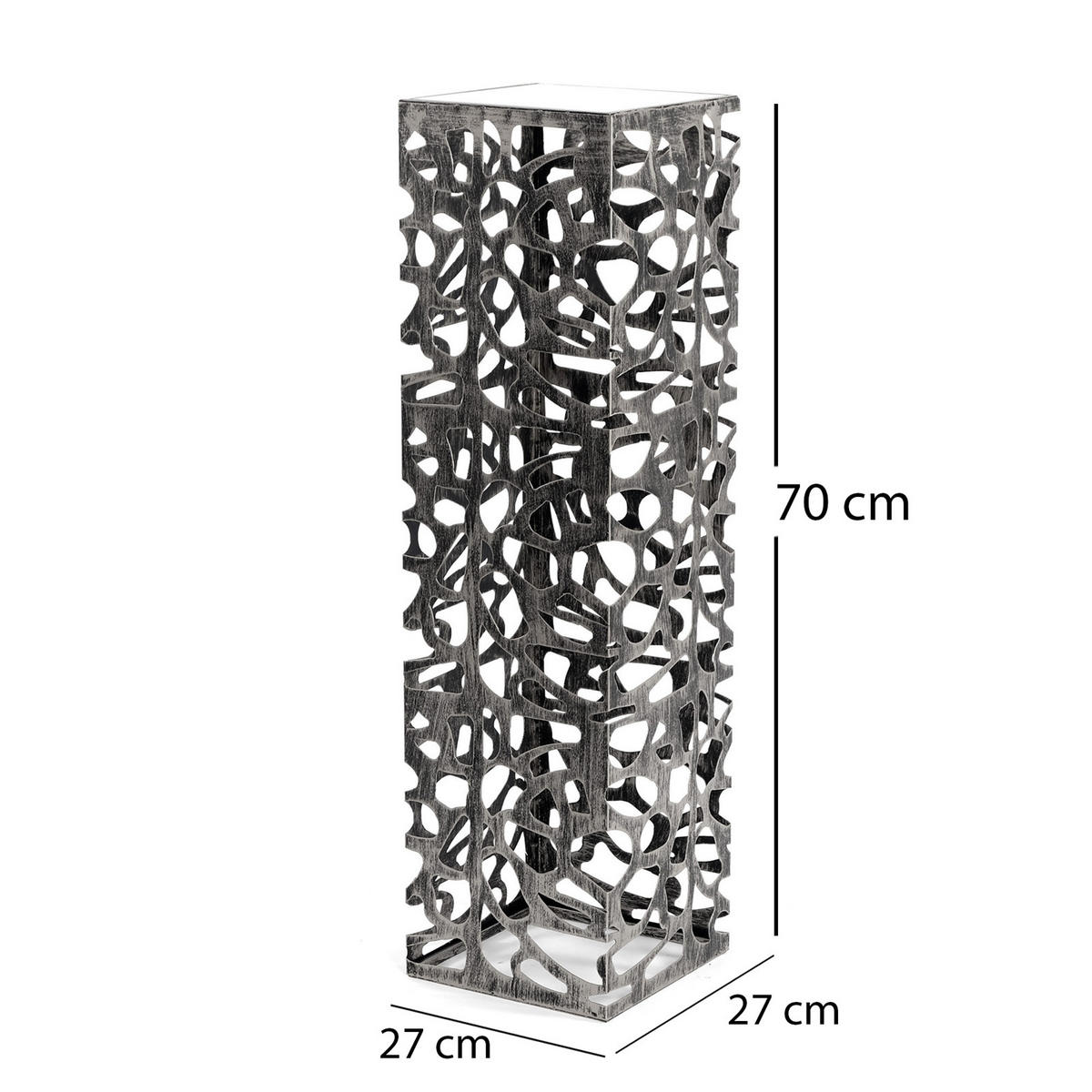 SÄULE Enza Metall antik-silber - Silberfarben, Metall (27/27/72cm) - DESIGN DELIGHTS