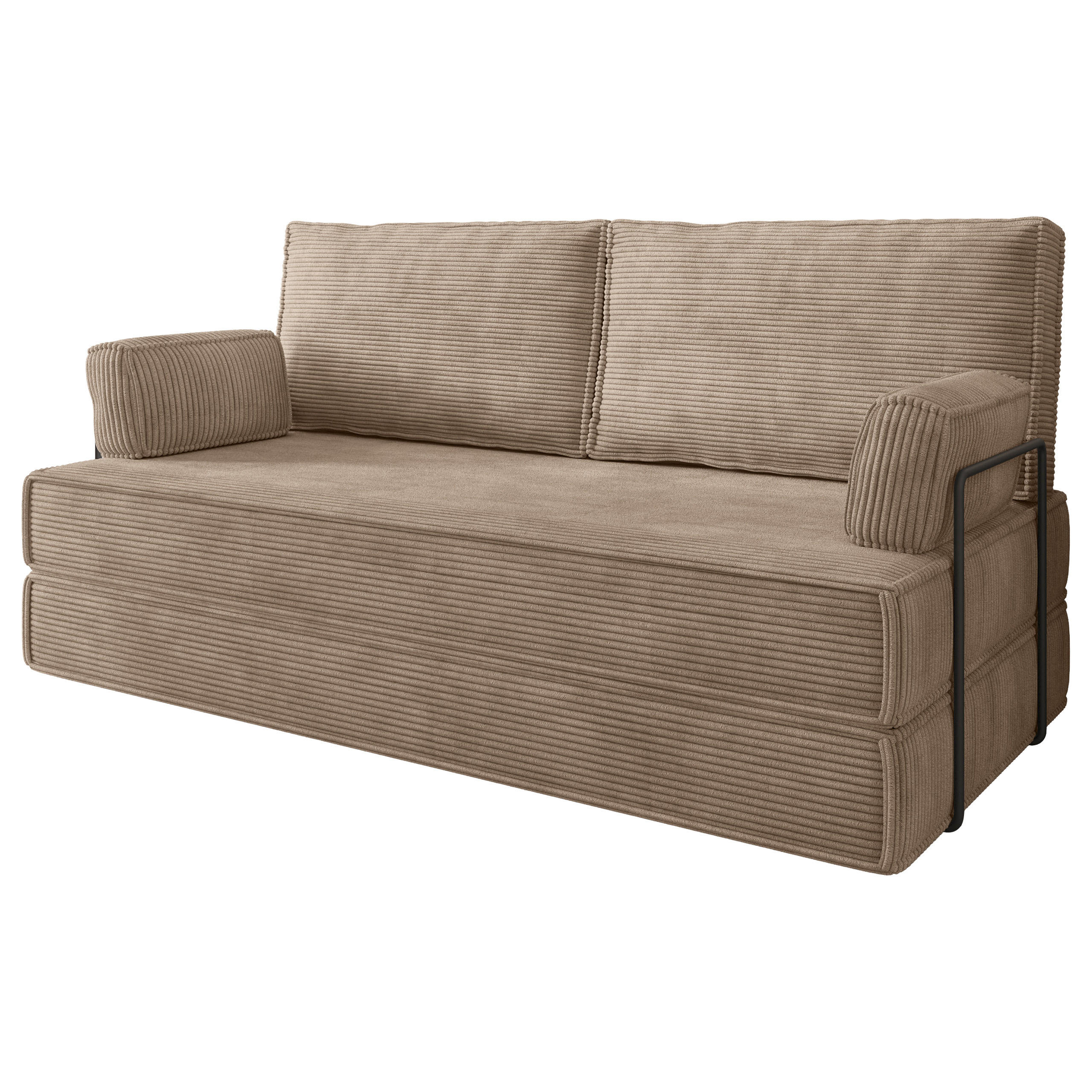 BETTSOFA SILAR aus Schaumstoff Cordstoff Beige Schlaffunktion - Beige, Textil (170/86/80cm) - MASSENO
