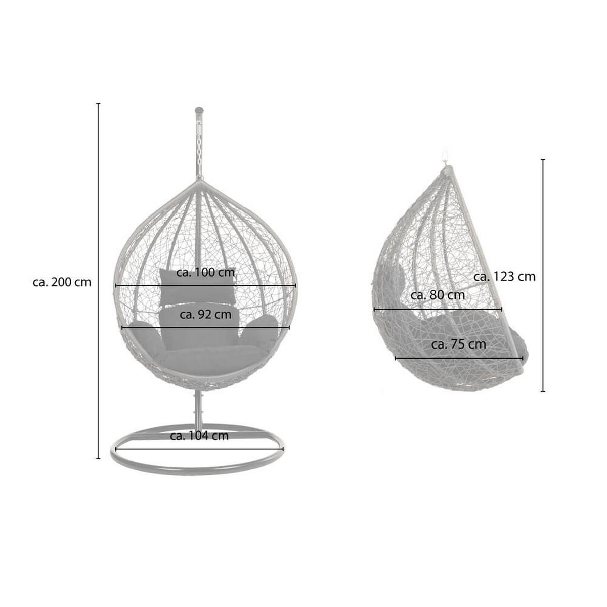 HÄNGESESSEL CIELO - Schwarz, Nur Korb - Schwarz/Grau, Kunststoff (104/200/104cm) - Home Deluxe