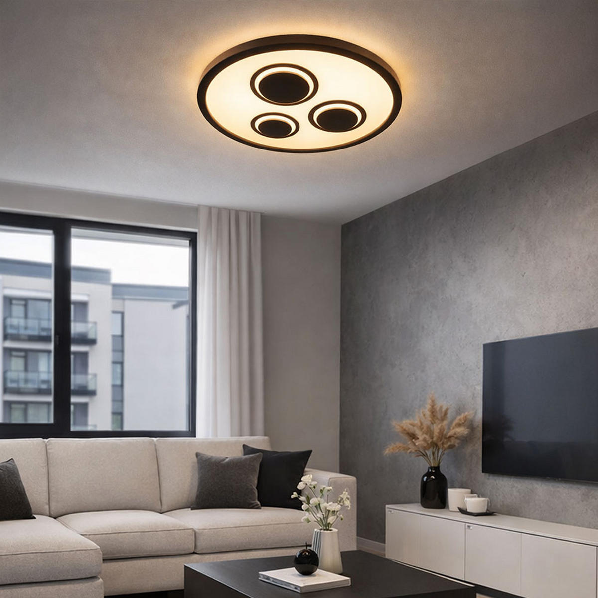 LED DECKENLEUCHTE Schwarz Backlight - Schwarz, Kunststoff (42.3/42.3/3.7cm) - Briloner