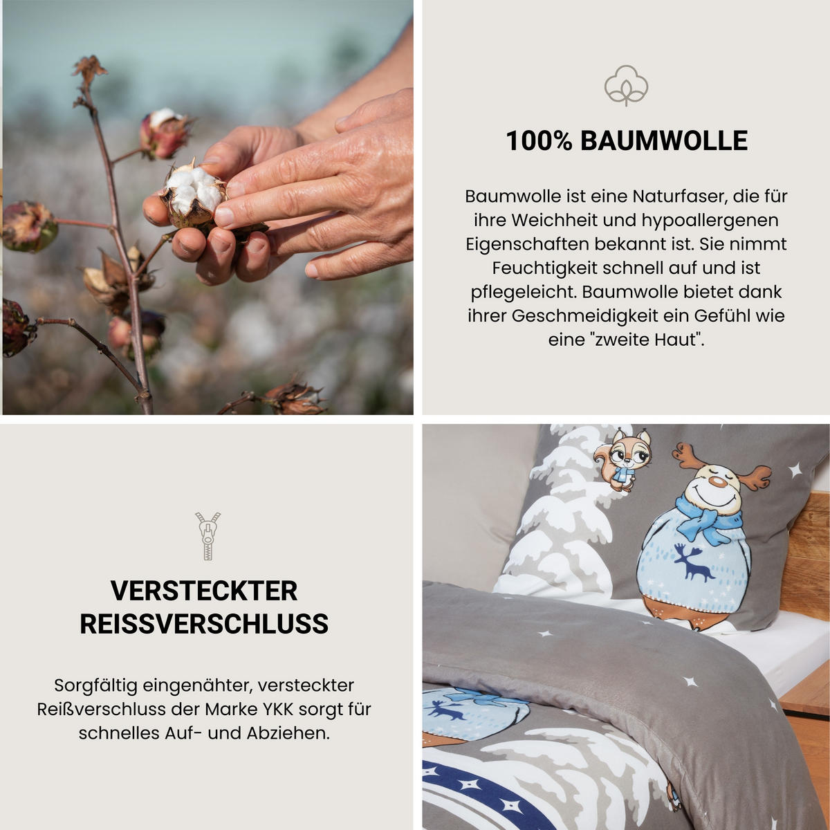 BETTWÄSCHESET Kitta - Feinbiber - 2-teilig - 155 x 220 cm - Blau - Blau, Textil (155/220cm) - SCHIESSER