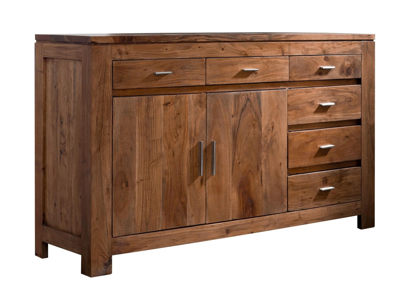 SIDEBOARD Akazie 150x45x90 hellbraun lackiert SHAMAN #40 - Braun, Holz (150/90/45cm) - Massivmoebel24