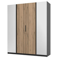 KLEIDERSCHRANK Kaja Eiche/ Schwarz 200 cm - Eichefarben/Schwarz, Holzwerkstoff/Metall (200/239/61.9cm) - Selsey