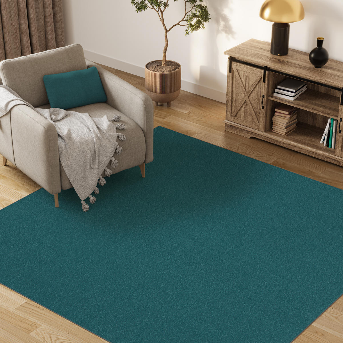 TEPPICH MONO SQUARE Blau 200/200 cm - Blau, Kunststoff (200/200cm) - Tapiso