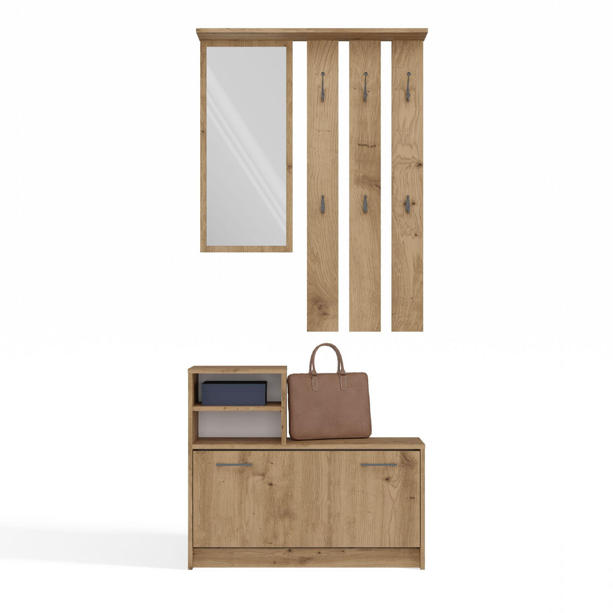 GARDEROBENSET Verena (2-teilig) - Eiche Artisan, Holzwerkstoff (85/180/24cm) - kommodly