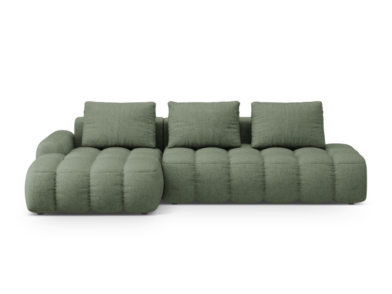 AUSKLAPPBARES-ECKSOFA links mit Container Linz aus strukturiertem Stoff dunkles olivgrün 3 Sitzplätze - Dunkelgrün, Textil (142/275cm) - Cosmopolitan Design