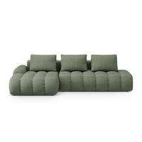 AUSKLAPPBARES-ECKSOFA links mit Container Linz aus strukturiertem Stoff dunkles olivgrün 3 Sitzplätze - Dunkelgrün, Textil (142/275cm) - Cosmopolitan Design
