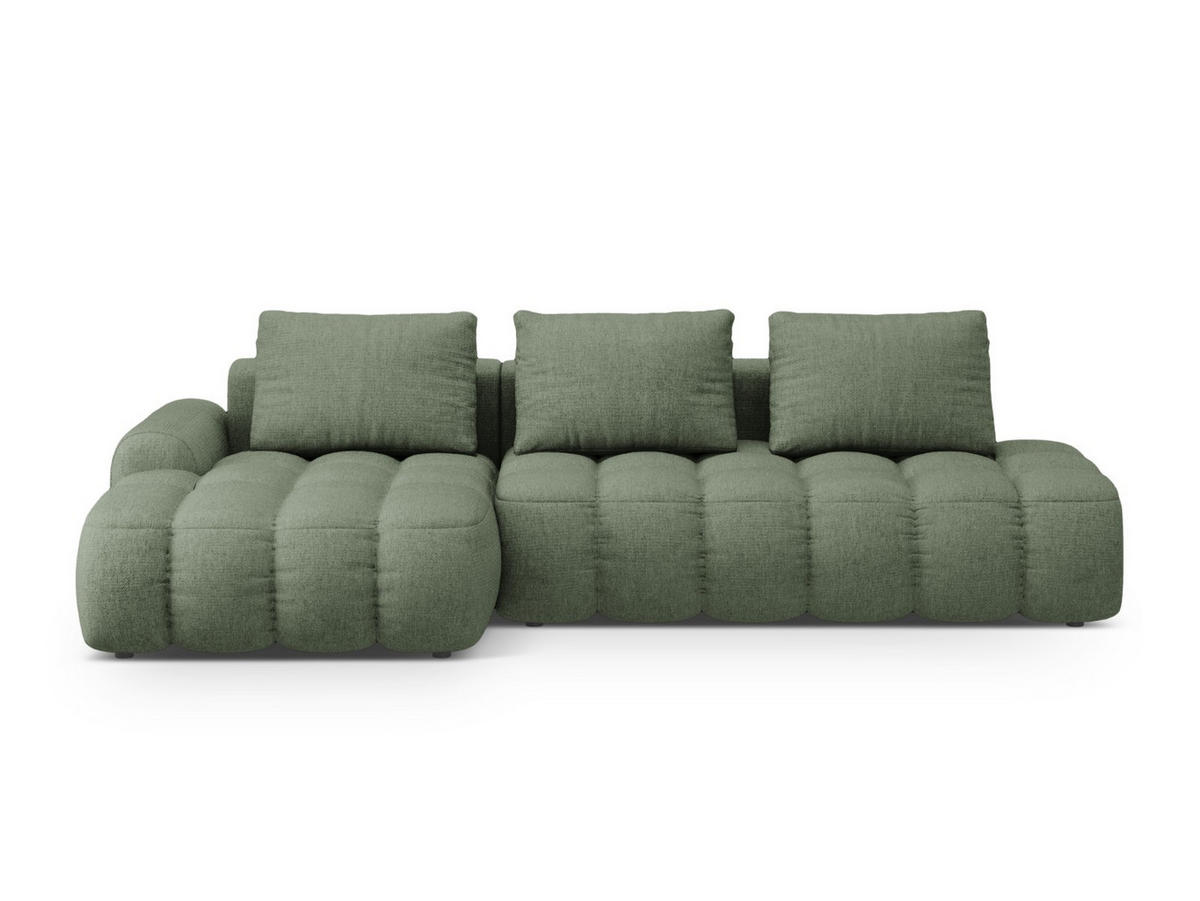 AUSKLAPPBARES-ECKSOFA links mit Container Linz aus strukturiertem Stoff dunkles olivgrün 3 Sitzplätze - Dunkelgrün, Textil (142/275cm) - Cosmopolitan Design