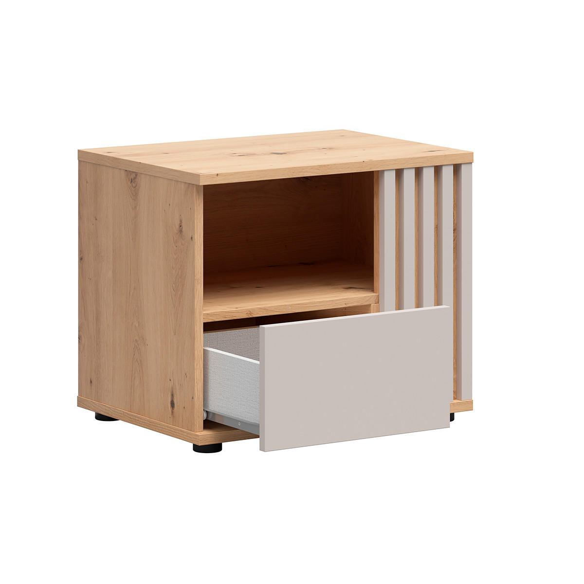 NOČNÍ STOLEK Ezra Kašmír a dřevo - béžová, kompozitní dřevo (55/46.5/40cm) - Petits-meubles