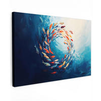 LEINWANDBILD Meer - Fische - Bunt - Dynamisch Groß 140x90 cm - Hellblau, Textil (140/90cm) - MuchoWow