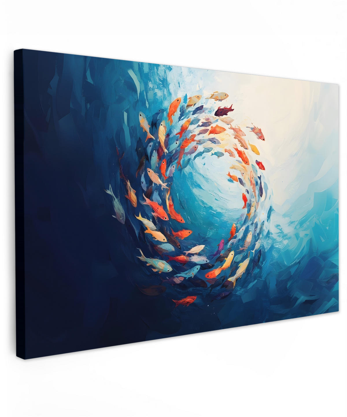 LEINWANDBILD Meer - Fische - Bunt - Dynamisch Groß 140x90 cm - Hellblau, Textil (140/90cm) - MuchoWow