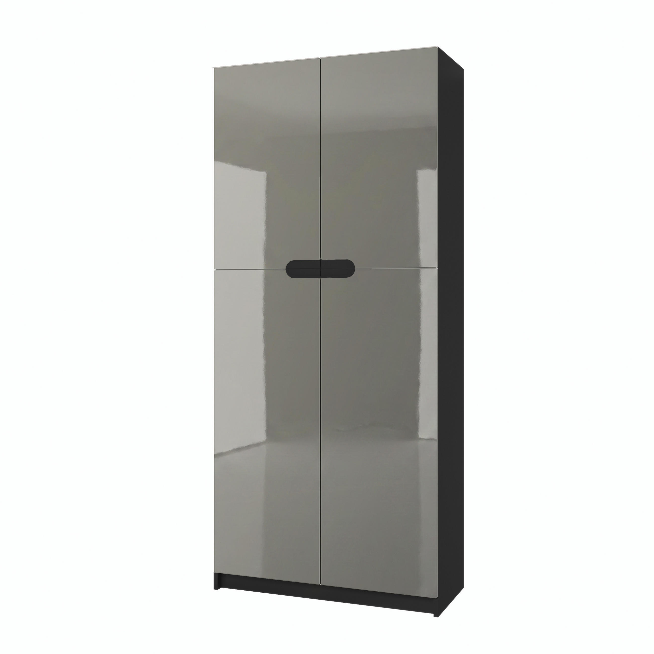 BÜROSCHRANK Logan Fronten in Grau Hochglanz - Grau, Holzwerkstoff (82/184/37cm) - Vladon