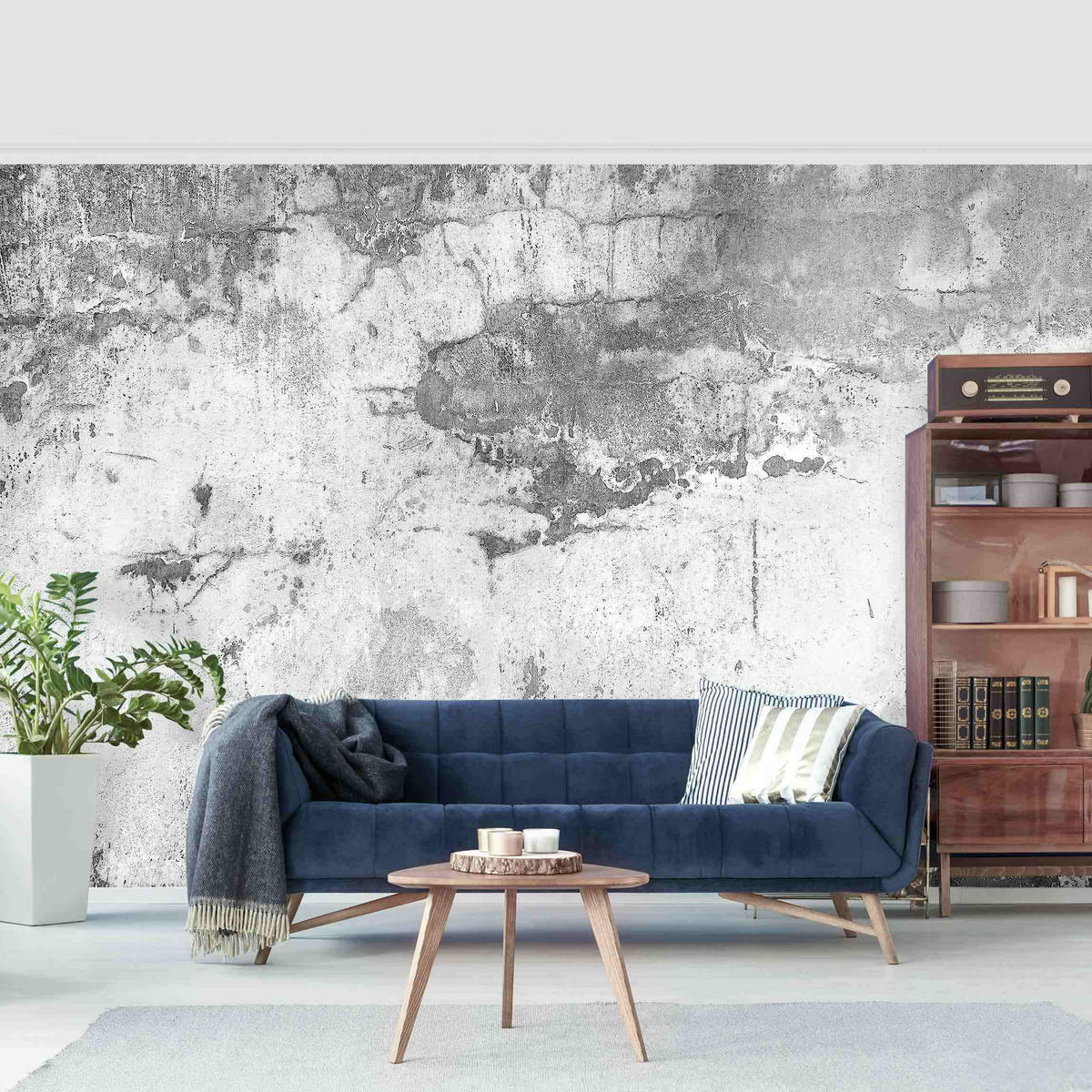 FOTOTAPETE Grunge Betonwand Grau 288/190 cm - Grau, Papier (288/190cm) - Bilderwelten