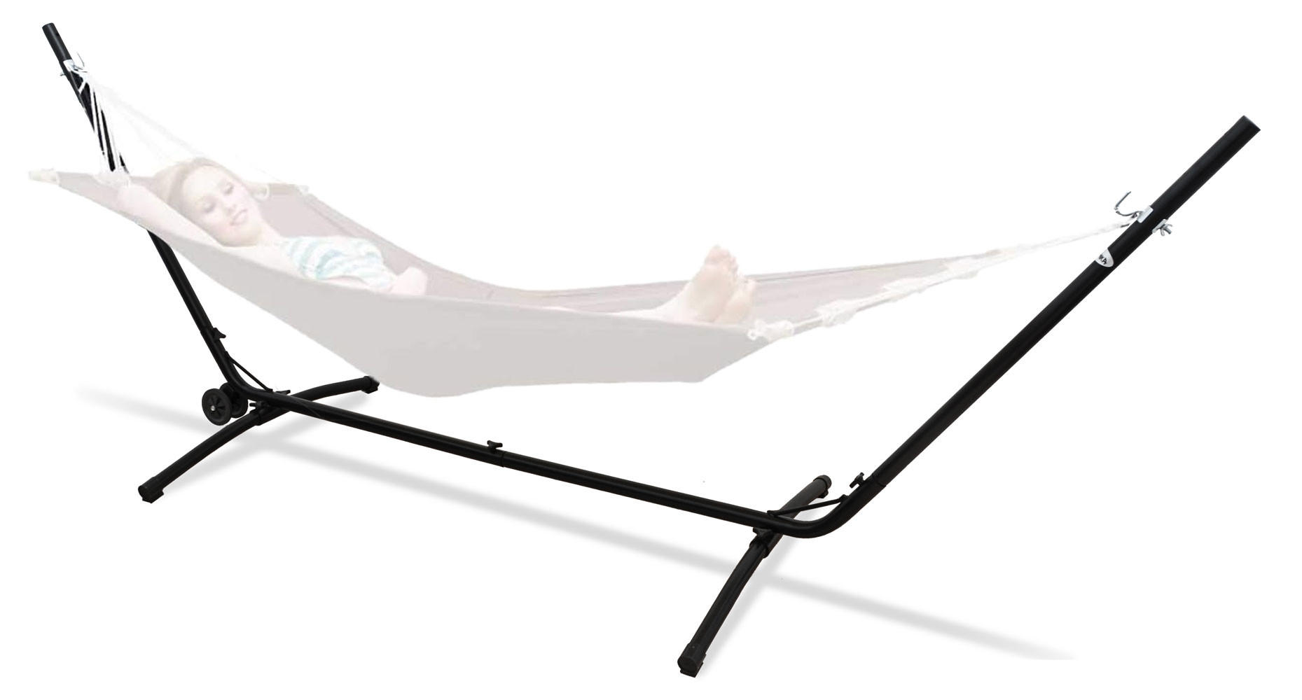 HÄNGEMATTENGESTELL verstellbar bis 120kg, 335/100cm, schwarz - Schwarz, Metall (335/100/115cm) - Amanka