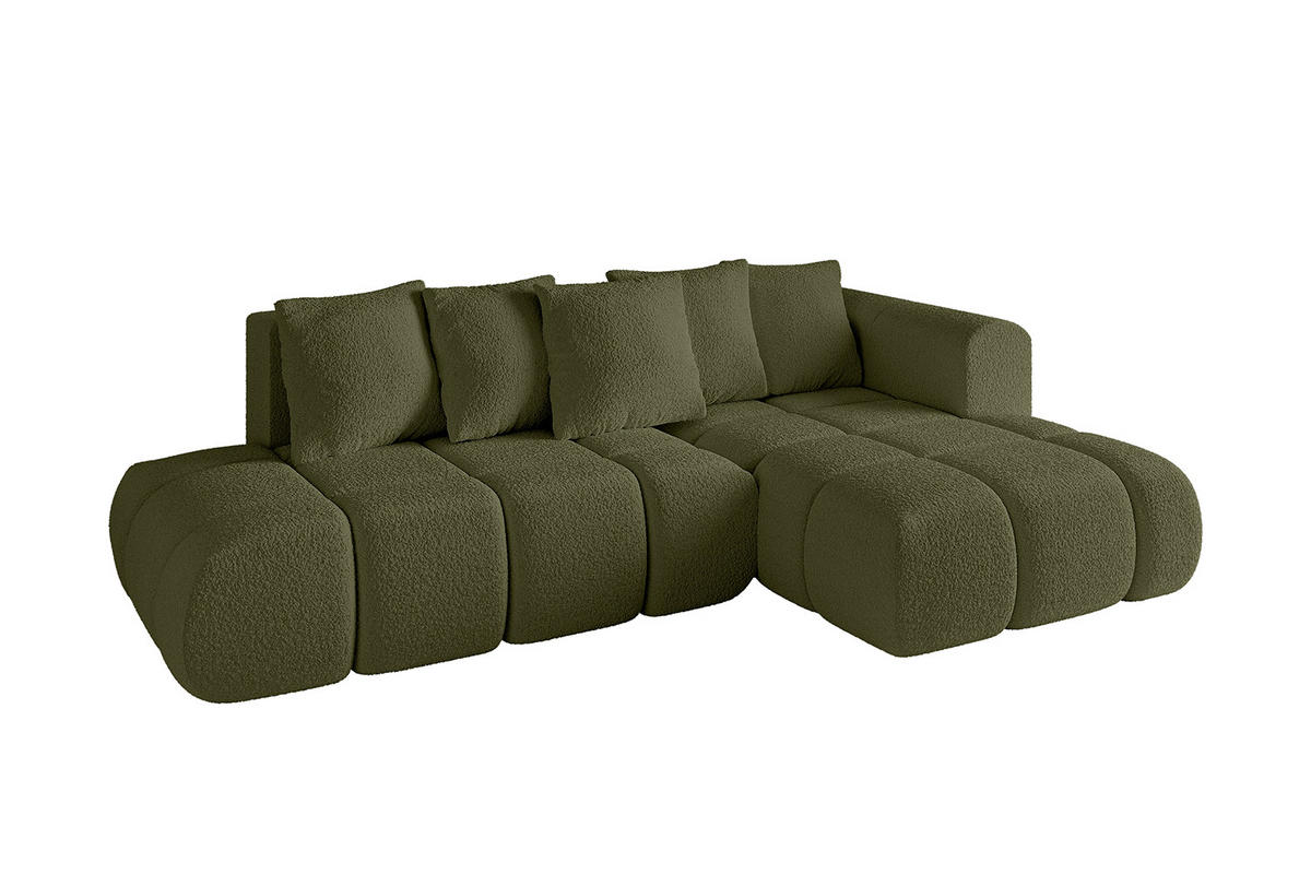 ECKSOFA Ottomane Rechts CLOUD-L-v1 280x185x90 Grün Bouclé - Grün, Holzwerkstoff/Kunststoff (185/280cm) - ALTDECOR