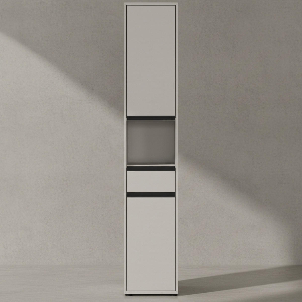 HOCHSCHRANK HAMBURG Soft-Close Modern 33x181x34 cm Steingrau - Grau, Holzwerkstoff (33/181/34cm) - KADIMA DESIGN