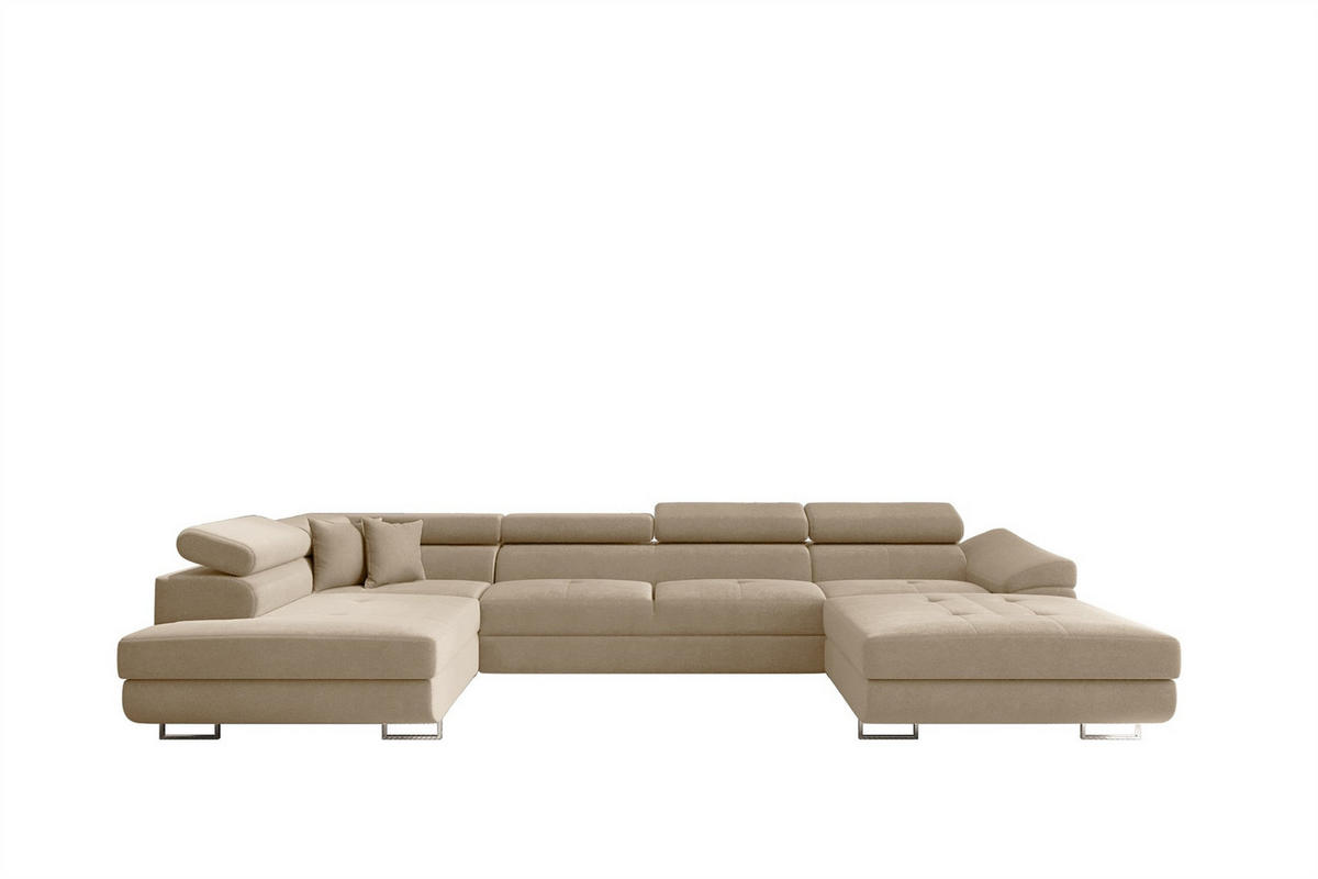 WOHNLANDSCHAFT Carmelo In Nova - Beige, Holzwerkstoff/Textil (345/90/202cm) - Fun Möbel
