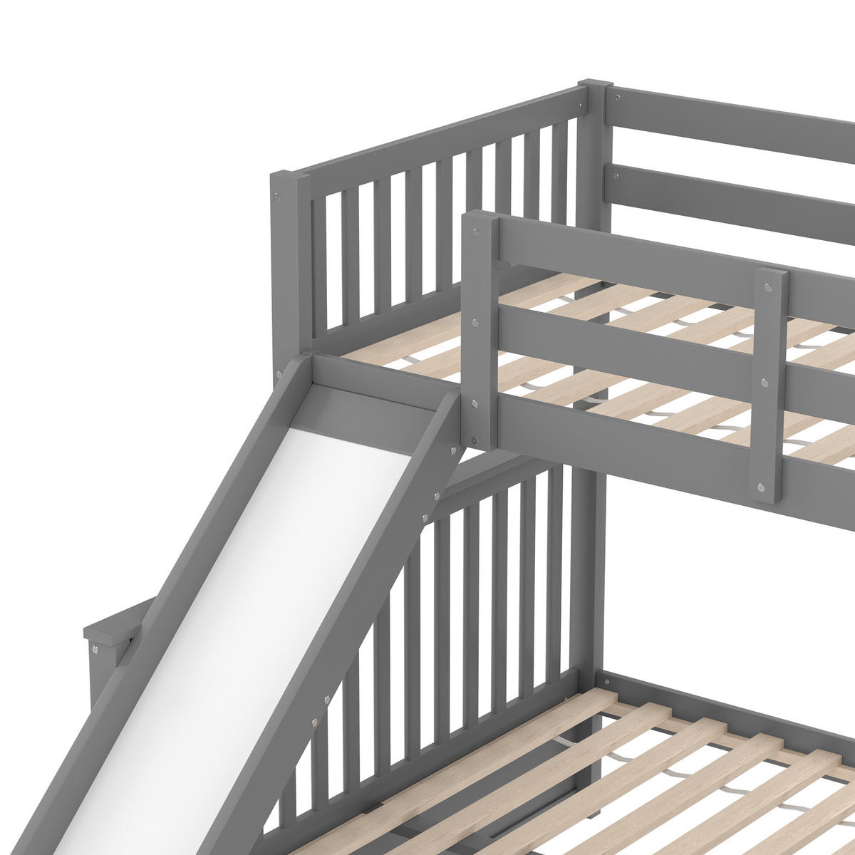 ETAGENBETT 90x200cm + 140x200cm Grau mit Schubladen Stauraum Rutsche - Grau, Holz (140/200cm) - FLIEKS