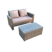 GARTENMÖBELSET Polyrattan Dunkelgrau 2-Sitzer - Dunkelgrau, Metall - Fimous