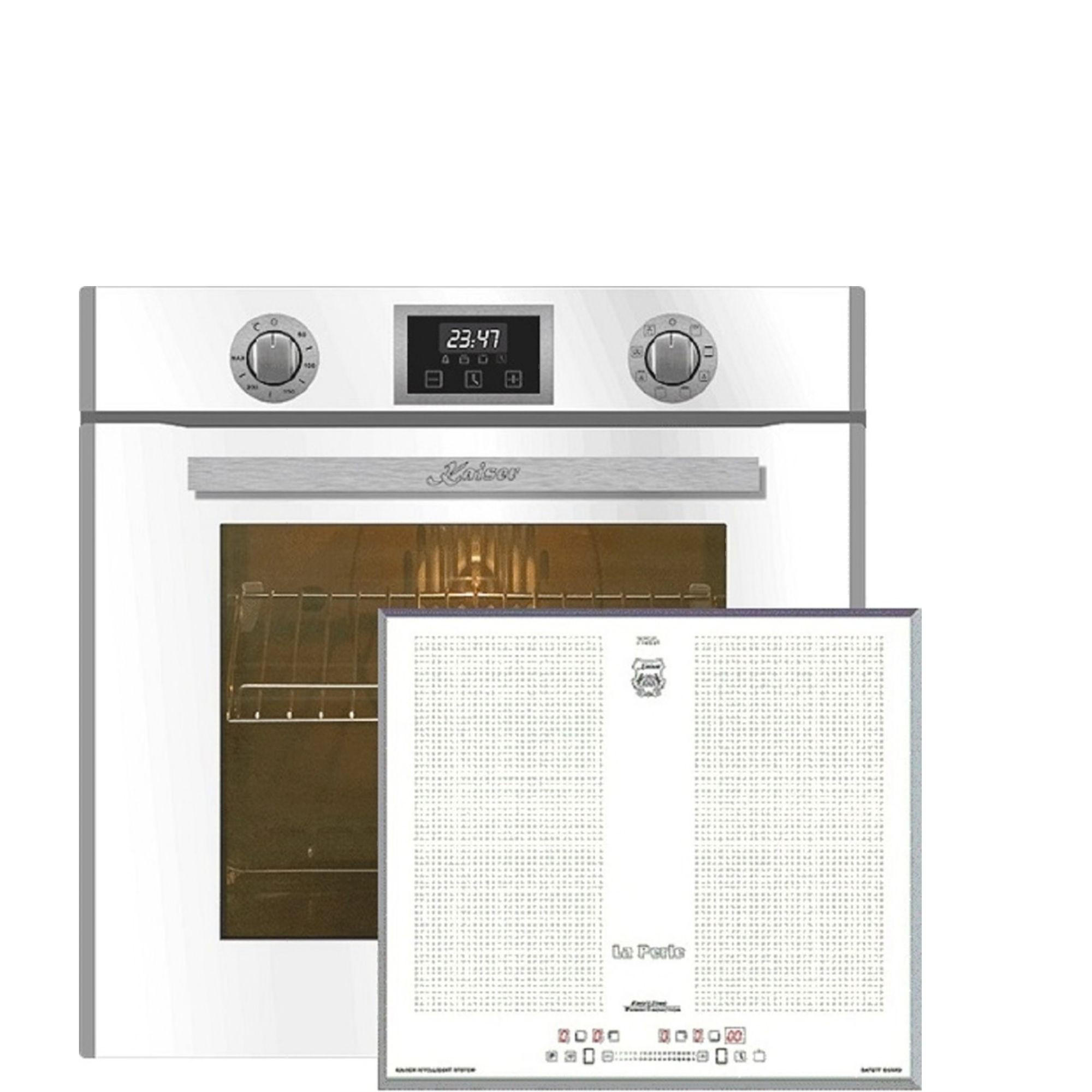 ELEKTRO-BACKOFEN 60 cm EH 6326 W+KCT 67 FIW Induktionskochfeld 60 cm - Weiß, Metall (59.4/59.4/54.3cm) - Kaiser Küchengeräte