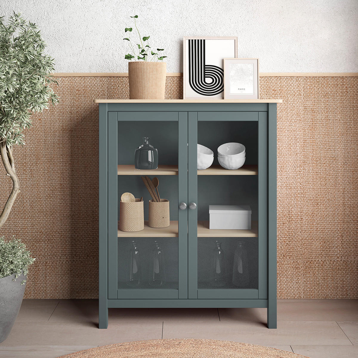 ESSZIMMERSCHRANK Misti Grün 90/40/110 cm - Grün, Holz (40/110/90cm) - Calicosy