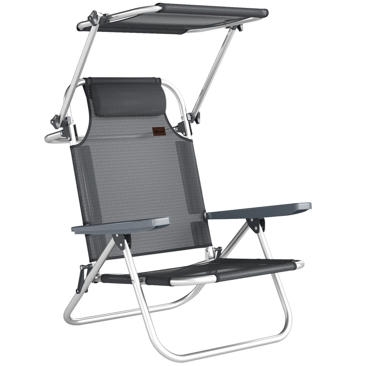 SONNENLIEGE Aluminium Mesh Dunkelgrau - Dunkelgrau/Silberfarben, Textil/Metall (62/79/68cm) - Outsunny