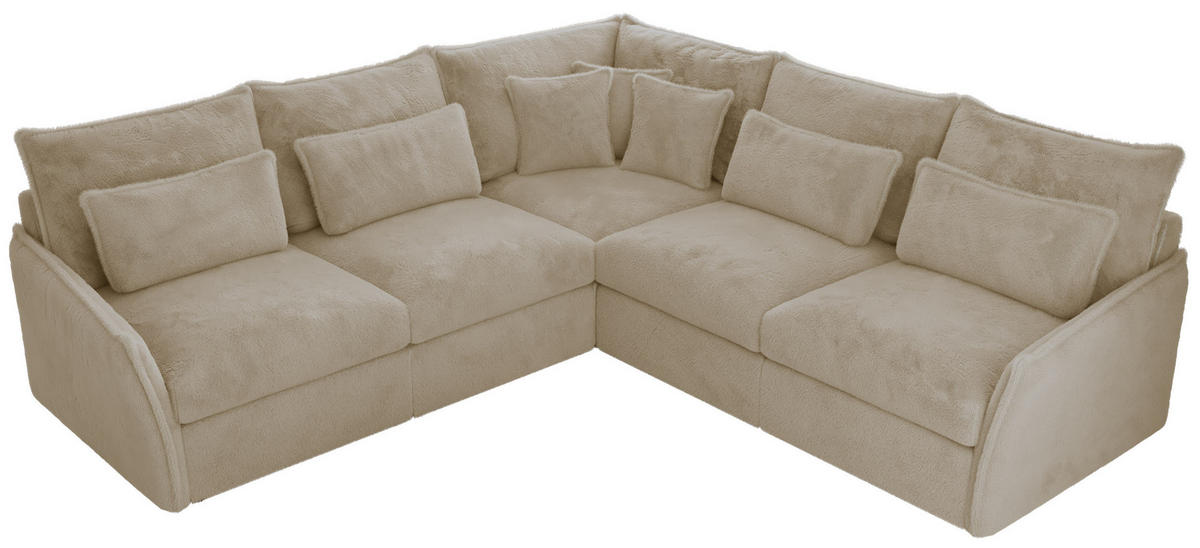 ECKSOFA VERSO L Creme Plüsch - Creme/Schwarz, Kunststoff/Textil (270/270cm) - MKS