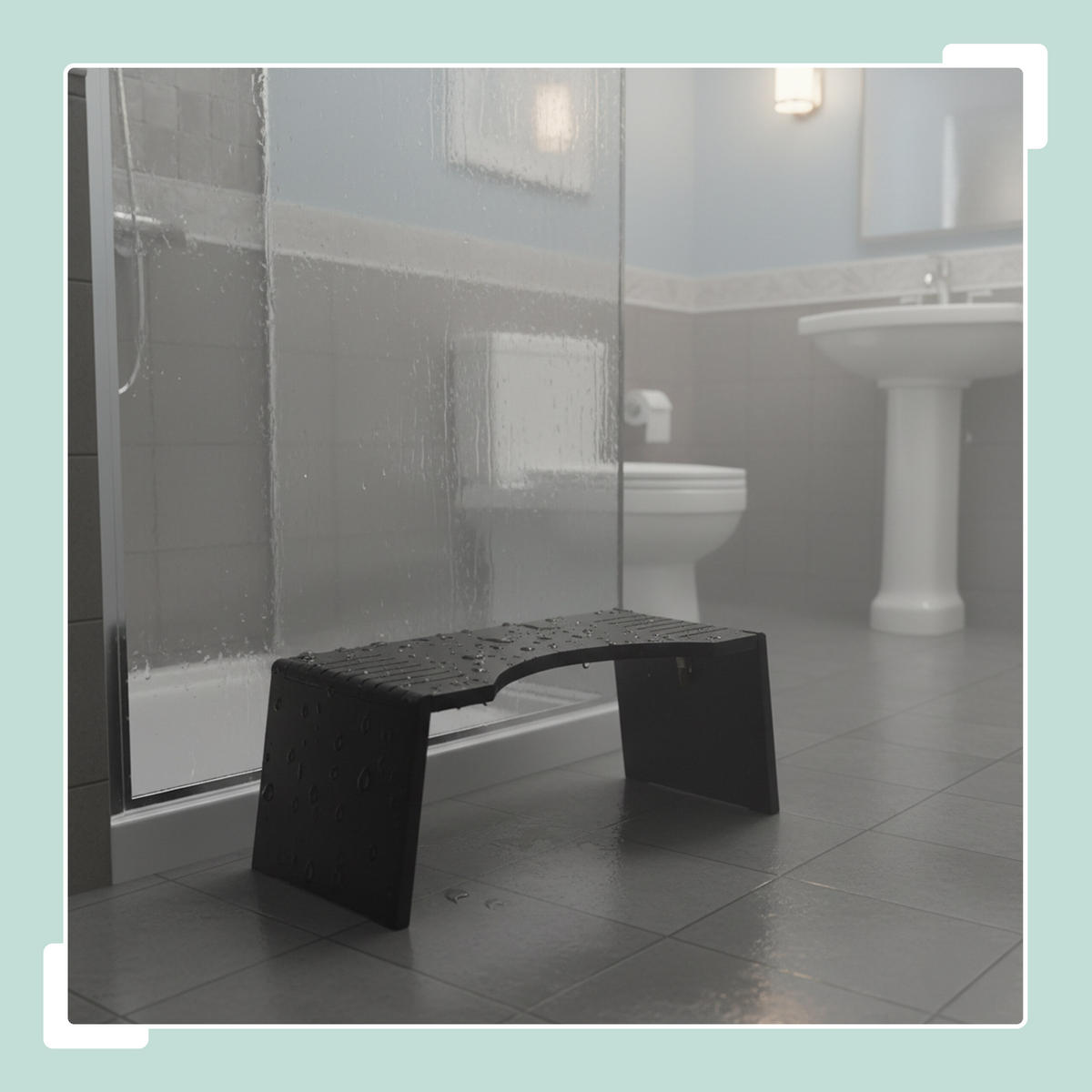 STOLEC za WC - črna, kovina/umetna masa (43.5/19/20cm) - Relaxdays